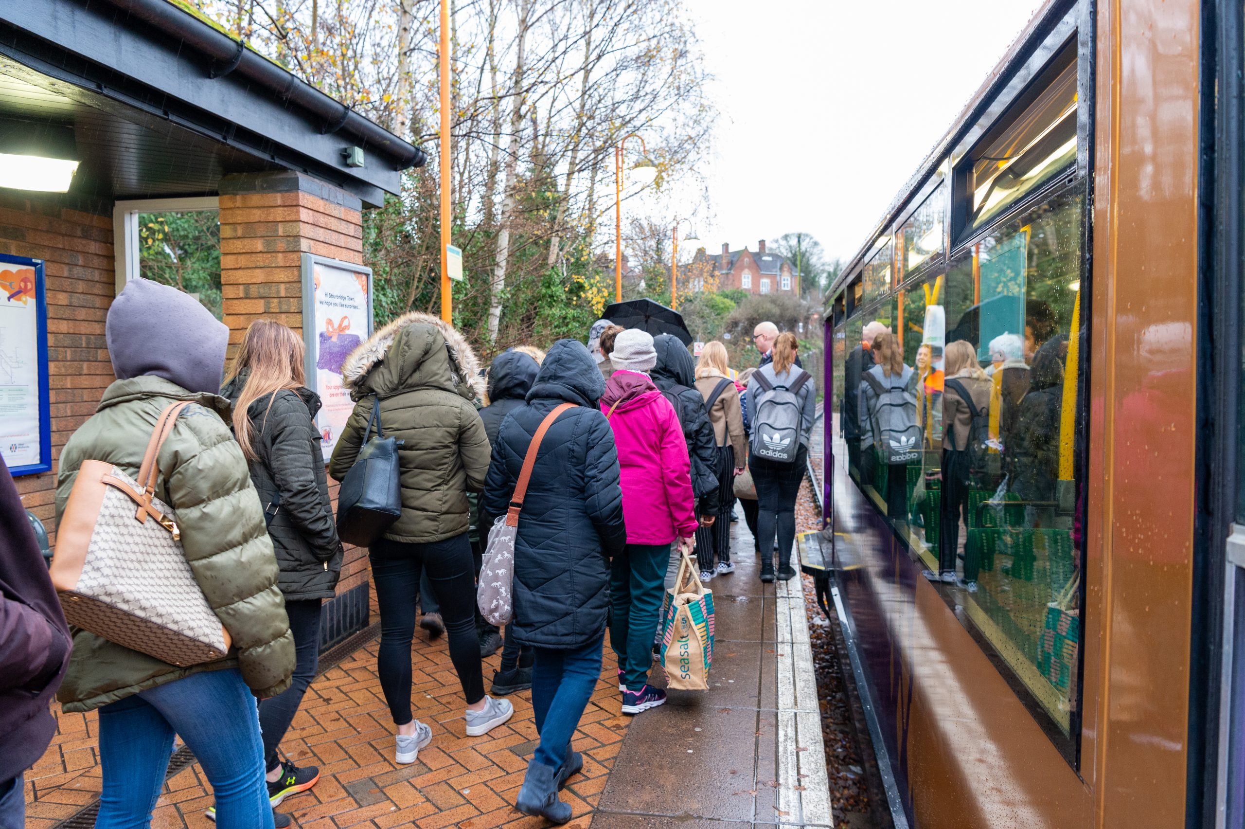 Passengers boarding the Stourbridge Shuttle